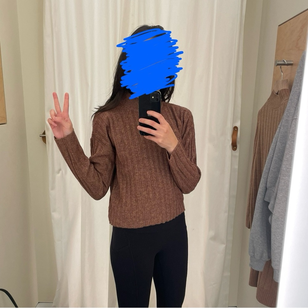 Madewell Brown Mock Neck Cropped Sweater - S